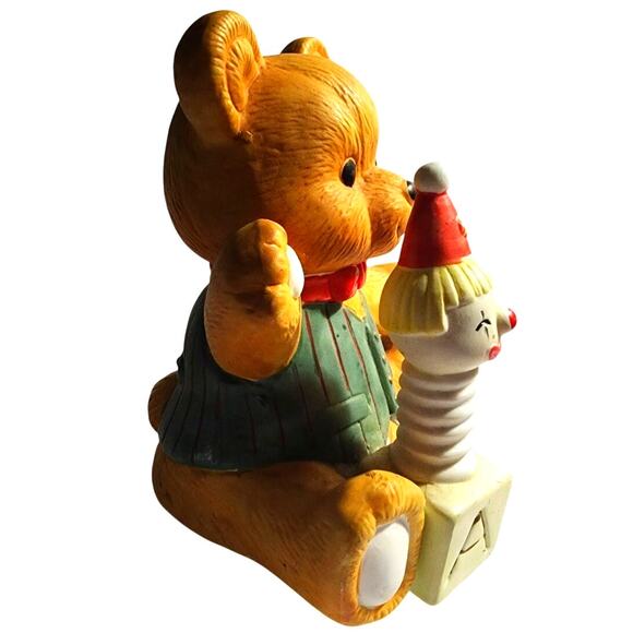 Vintage Ceramic Teddy Bear Revolving Music Box Pop Goes The Weasel - Picture 2 of 4